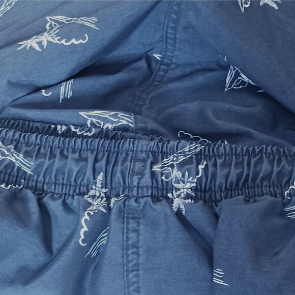 Sand n Sun Swim Trunks Mens L (36-38) Blue Tropical Island Mesh Lined Pockets - Picture 5 of 11